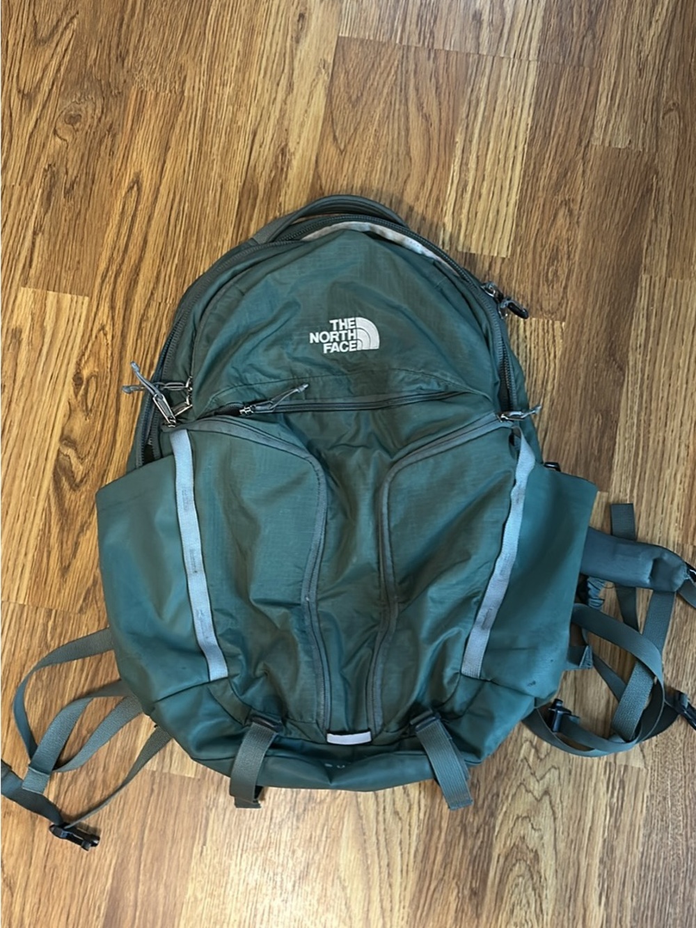 The North Face Teal Green Hiking Backpack with Reflective Strips
